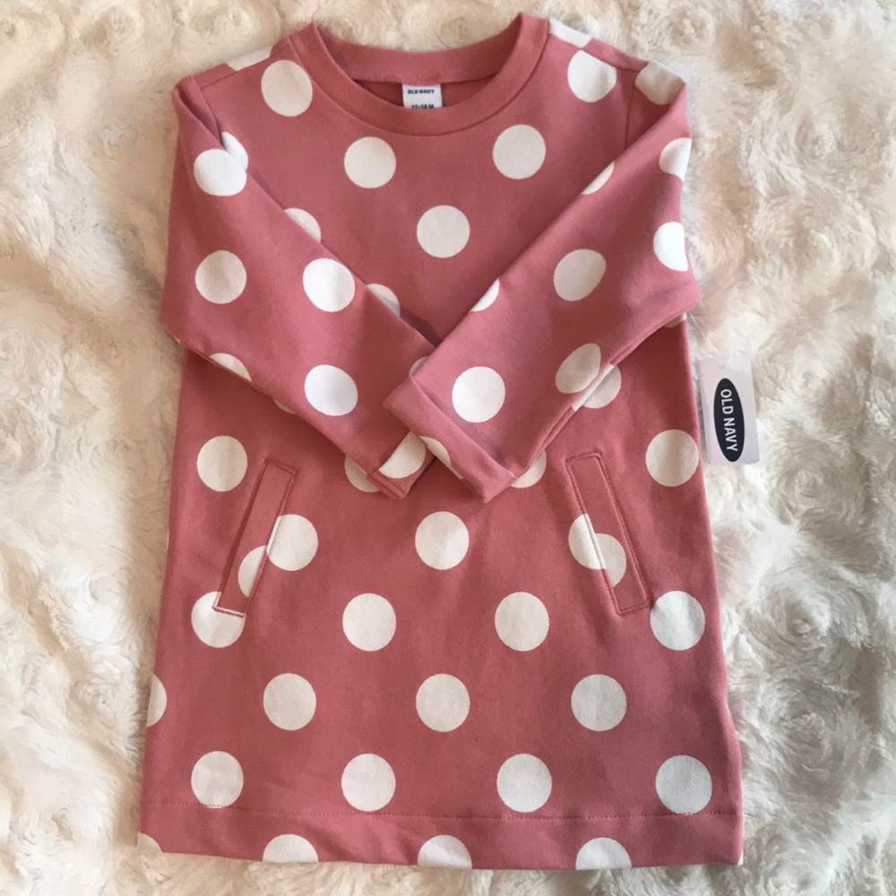 Old Navy pink polka dot dress/tunic 12-18 months